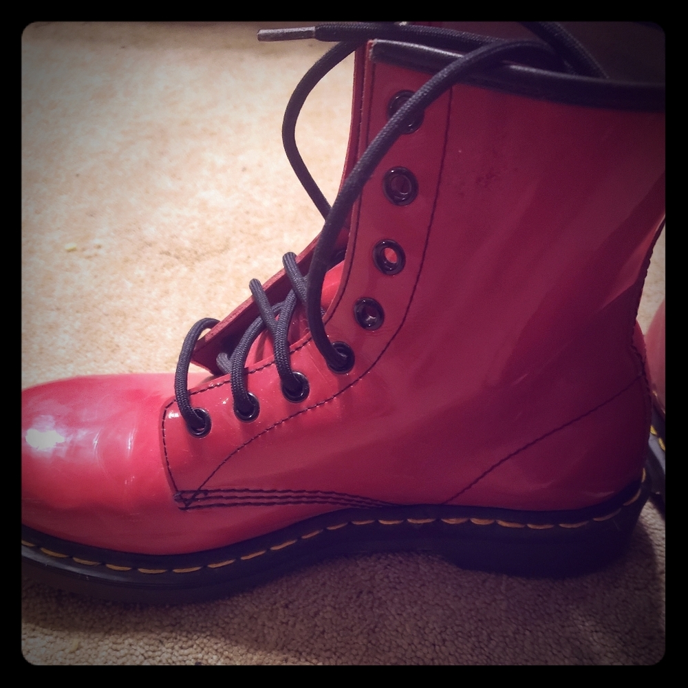 Red Doc Marten boots